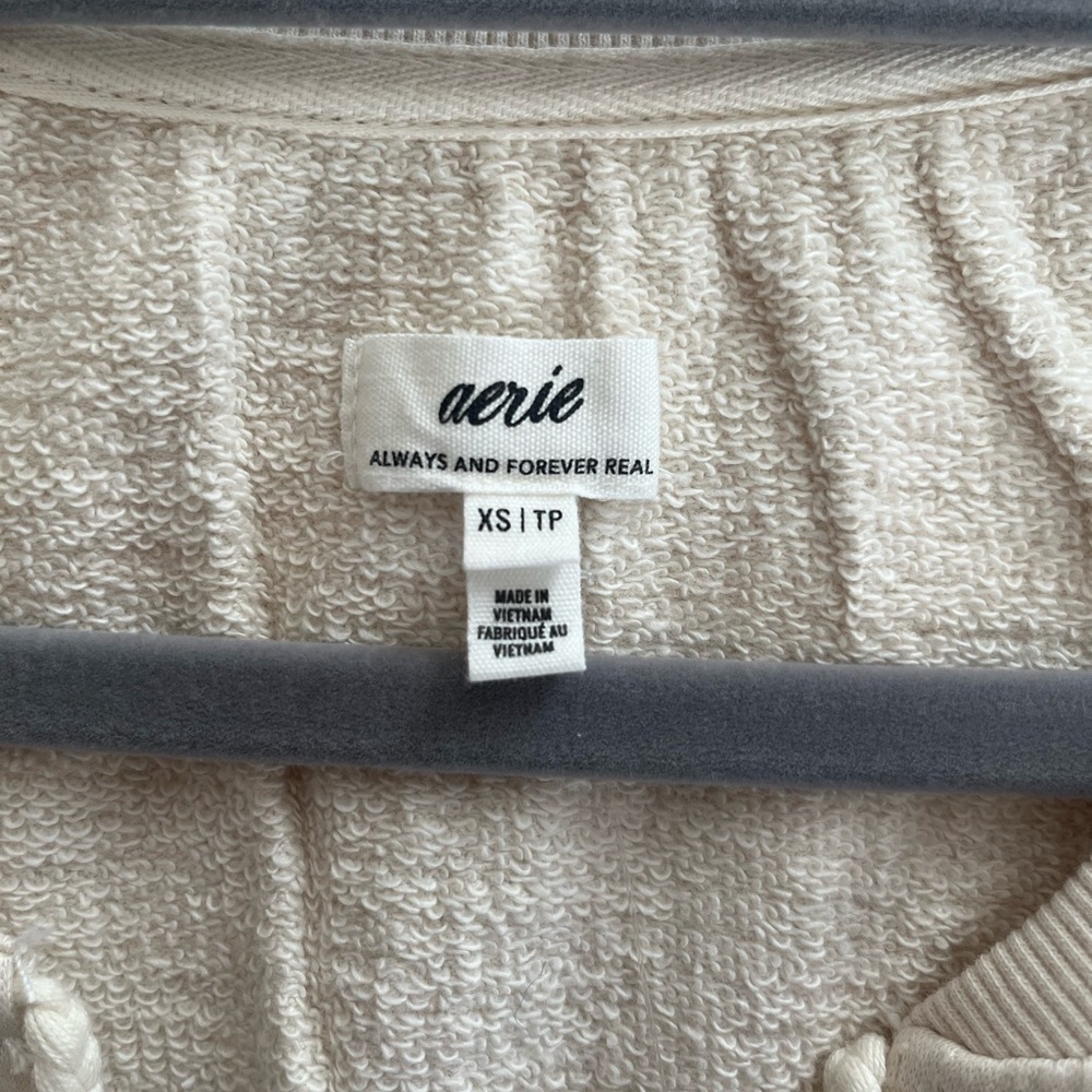 Aerie Cream Pullover Oversized Top Women’s Size XS - Picture 2 of 13